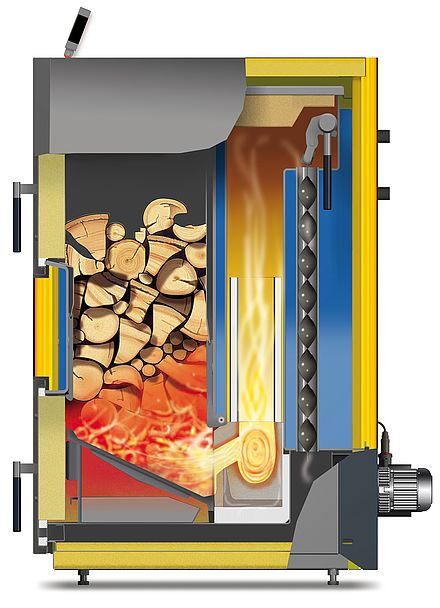 Schnittgrafik Biosmart Scheitholzheizung 14/22 kW
